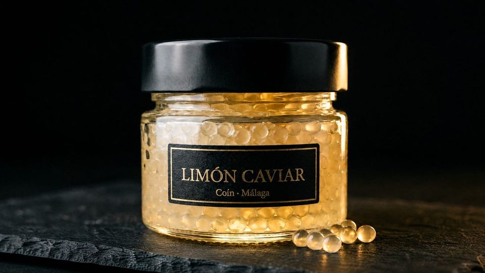 Tarro de Limón Caviar sobre pizarra